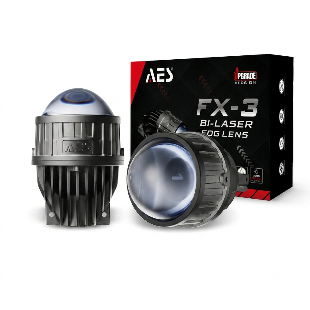 FX-3 Fog Light Dual Reflectors 50W/65W 3inch Tri Colors With Fan Upgraded New Design Blue Lens Fog Lamp