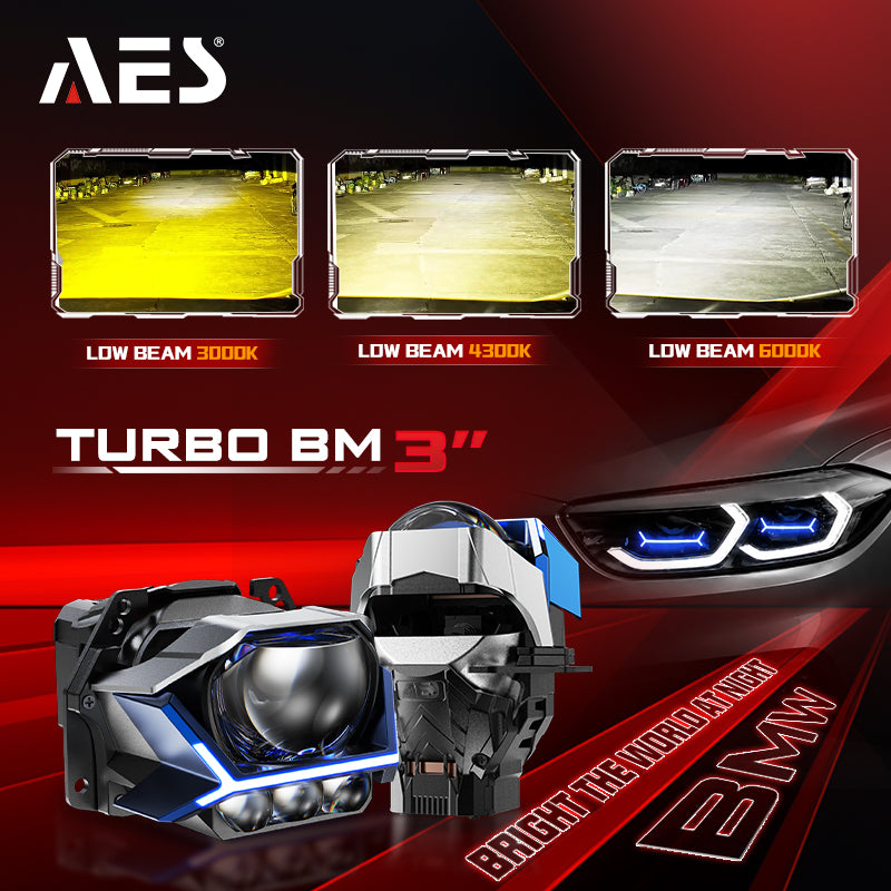 AES Turbo BM 3″6000K 4300K 3000K 3Laser Tri colors with DRL function Bi Led Projector