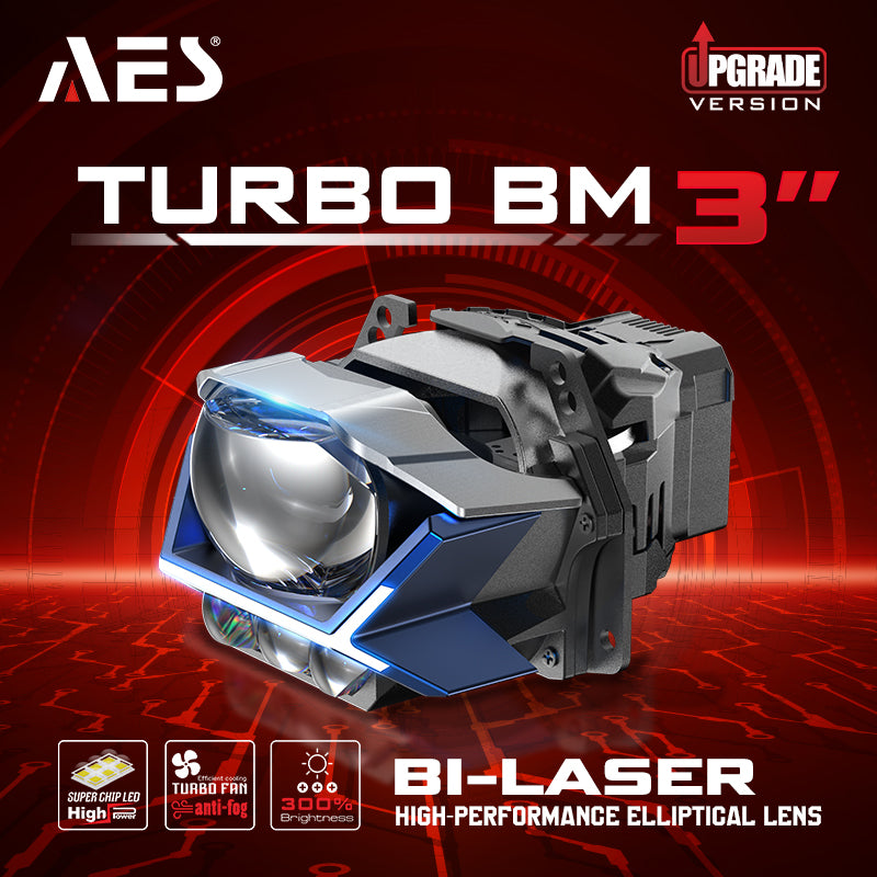 AES Turbo BM 3″6000K 4300K 3000K 3Laser Tri colors with DRL function Bi Led Projector