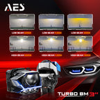 AES Turbo BM 3″6000K 4300K 3000K 3Laser Tri colors with DRL function Bi Led Projector