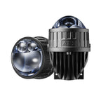 AES FX-3 dual laser fog lamp pair, front and side angle view