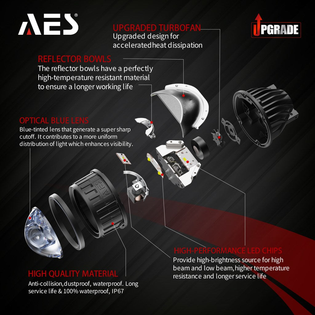 AES FX-3 fog lens exploded view showing internal components