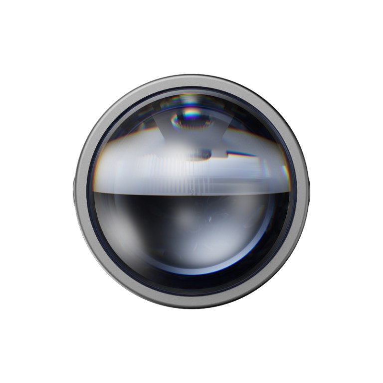 Close-up of AES FX-3 blue lens fog light dome