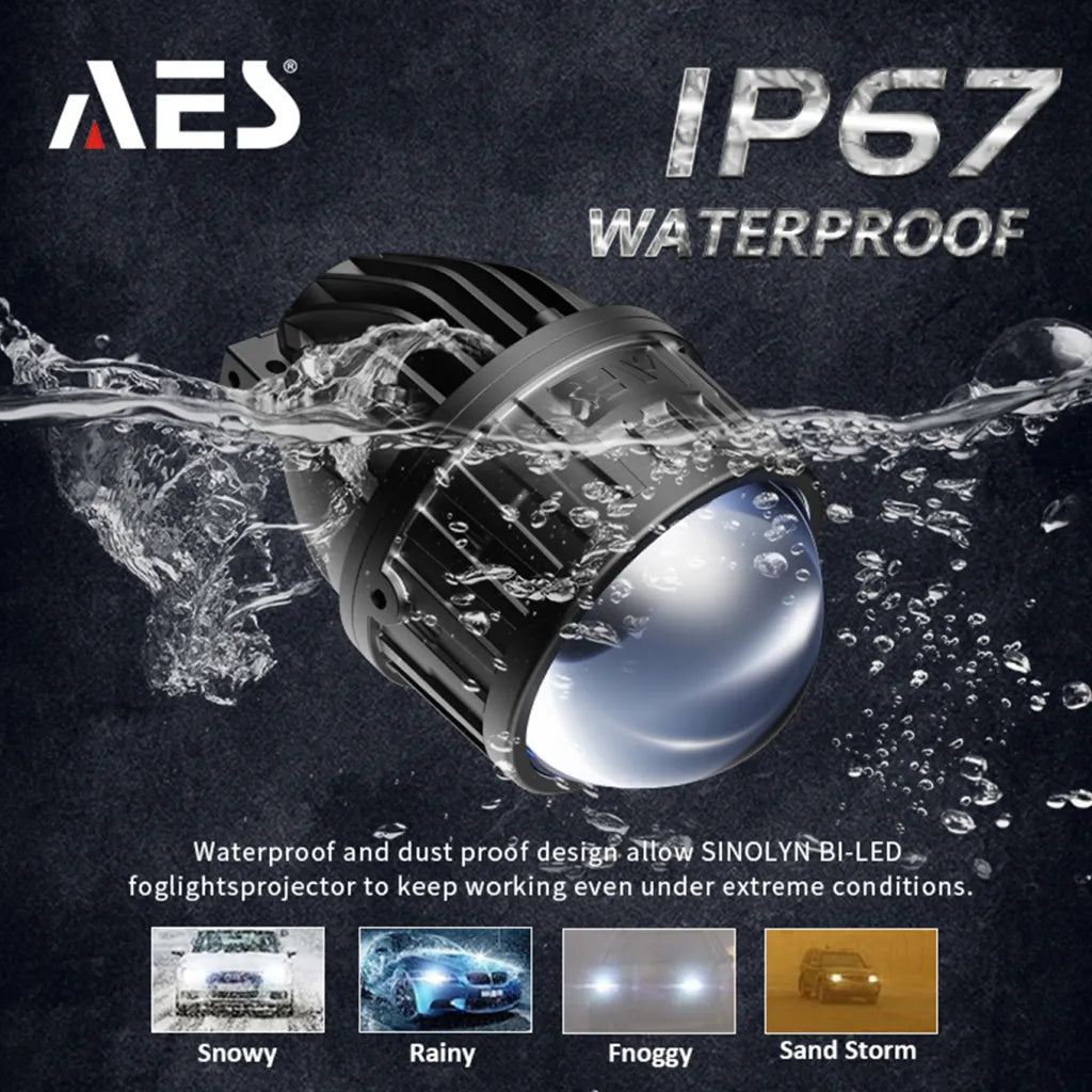 AES FX-3 fog light IP67 waterproof test in snow, rain, fog, sandstorm