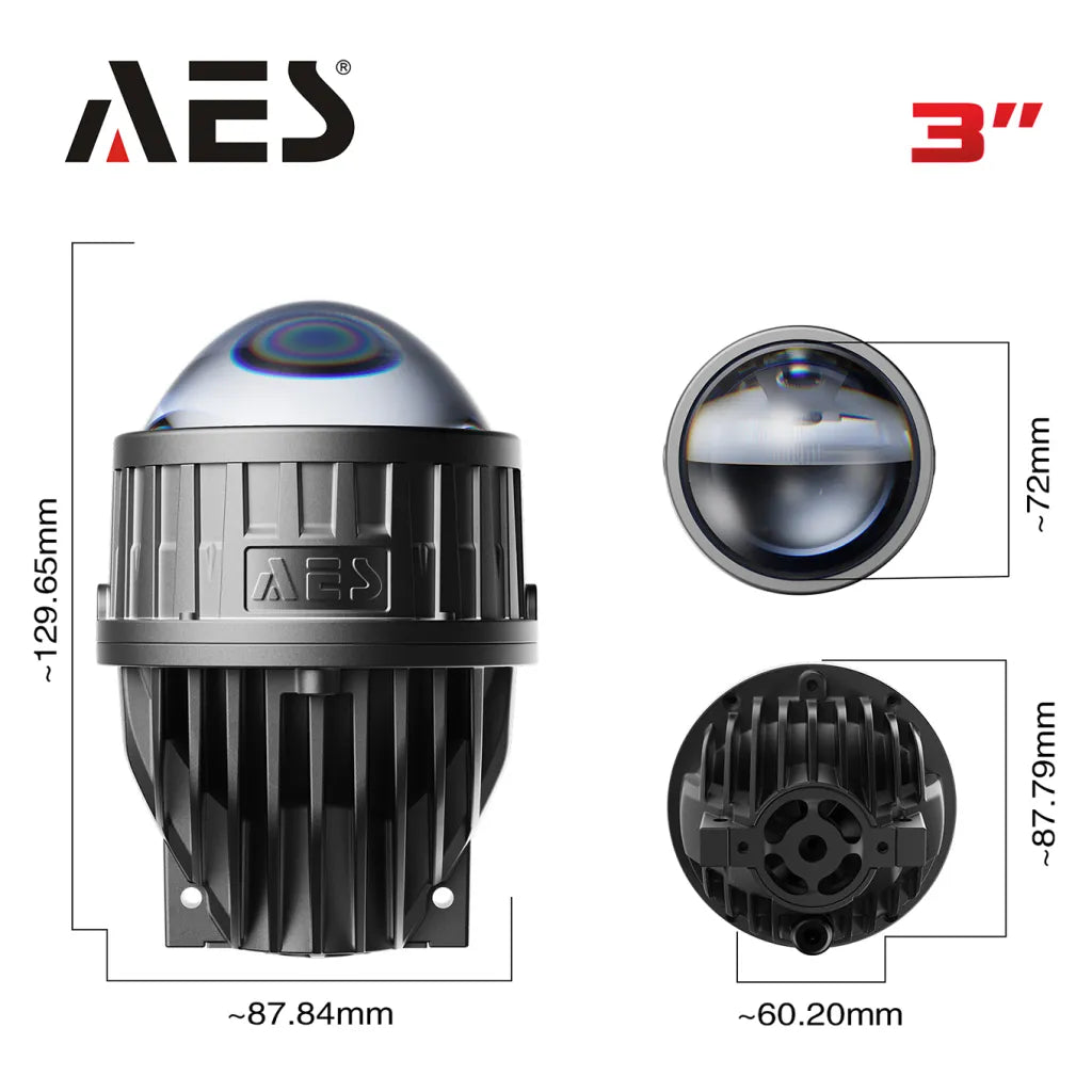 AES FX-3 fog light dual reflector 3 inch dimensions and size specifications