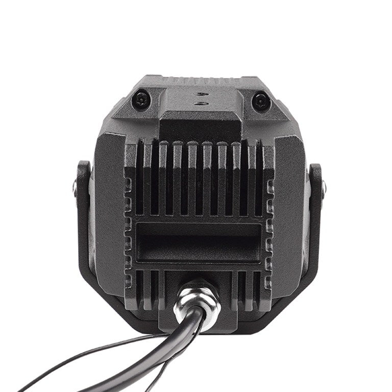 Rear view of G-Wagen 2 inch Bi-LED auxiliary light showing heatsink and wiring connector
