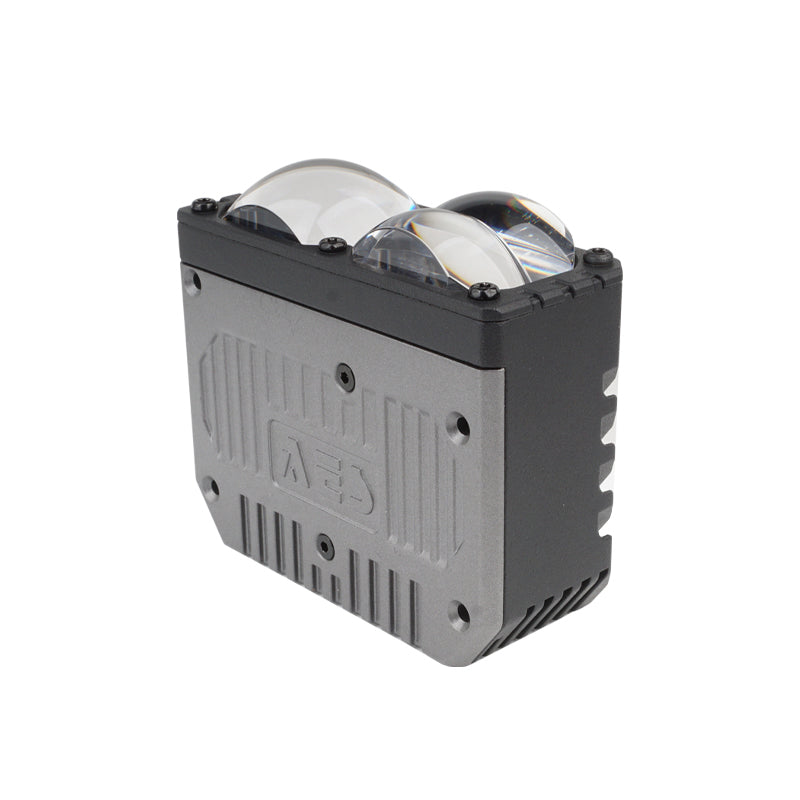 AES NV-5 motorcycle auxiliary light side angle view