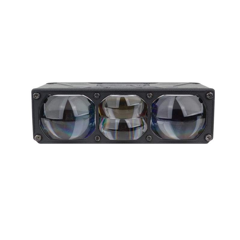 AES NV-8 bi-laser headlight projector front triple lens view
