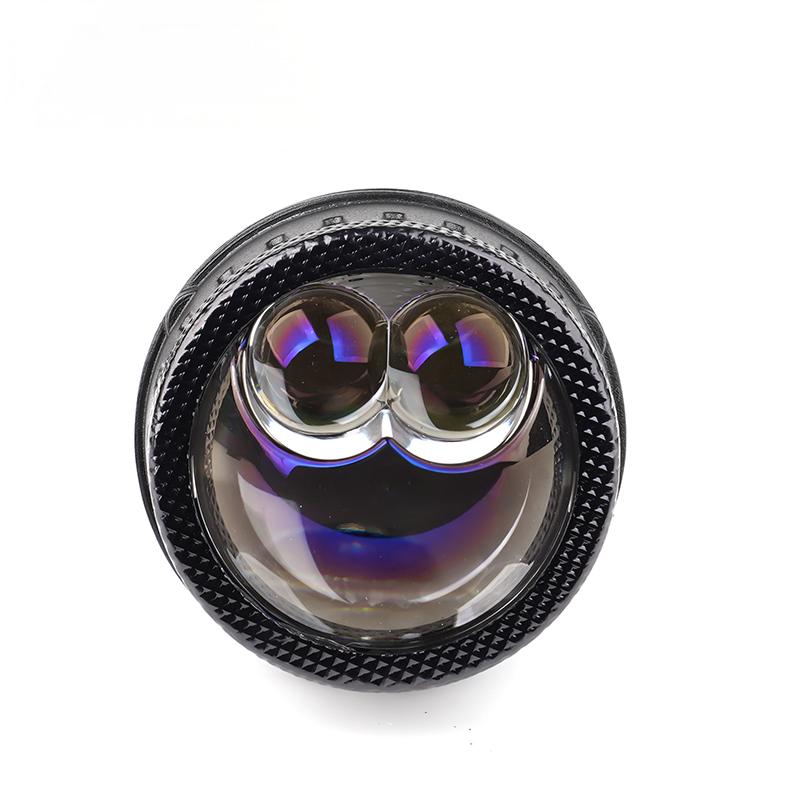 AES Q2M dual internal reflectors fog light projector front lens view 