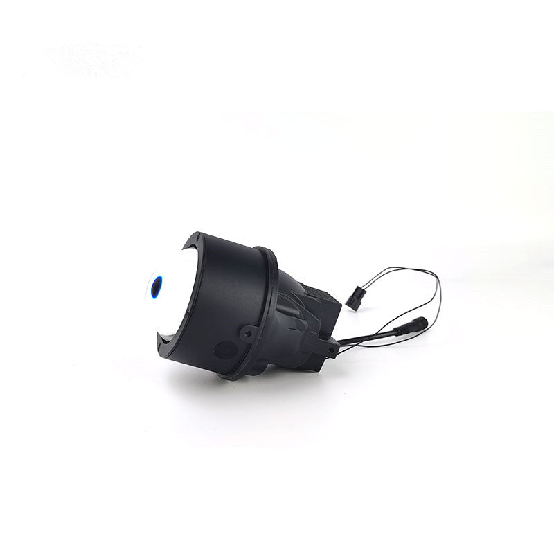 AES Q8 3 inch fog lamp blue lens side angle view