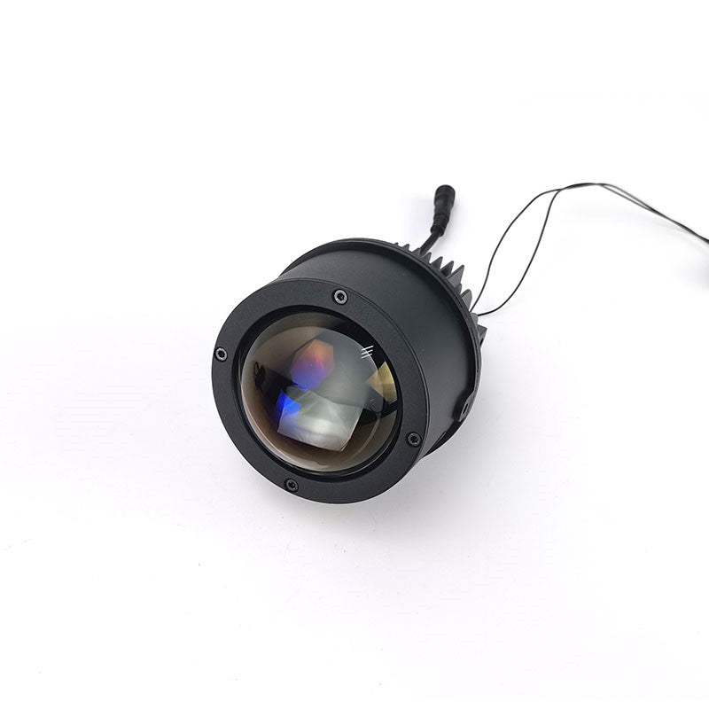 AES Q8 3 inch fog light projector top angle view with wiring