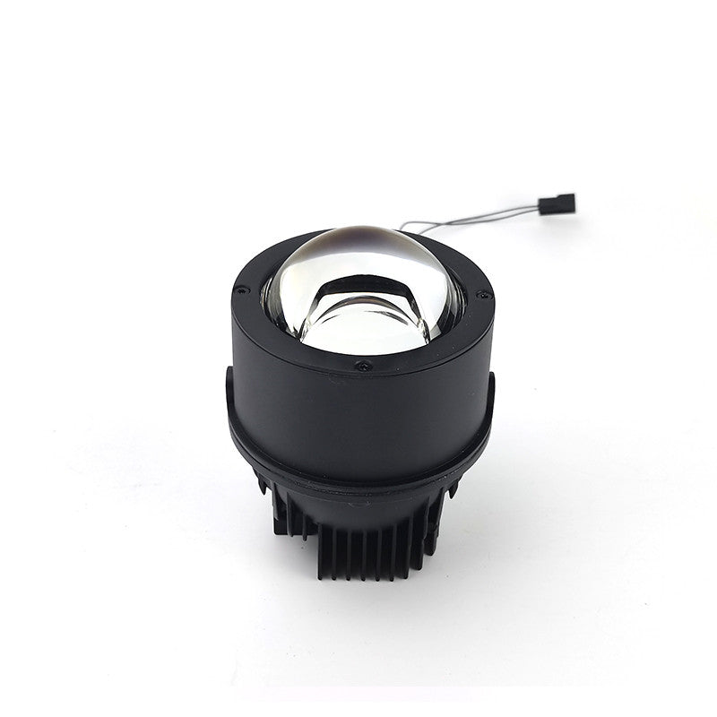 AES Q8 Pro bi-LED fog light projector top angle view with wiring