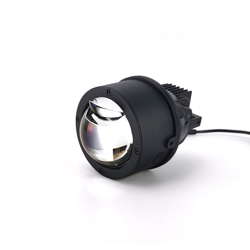 AES Q8 Pro fog light projector side angle view with wiring