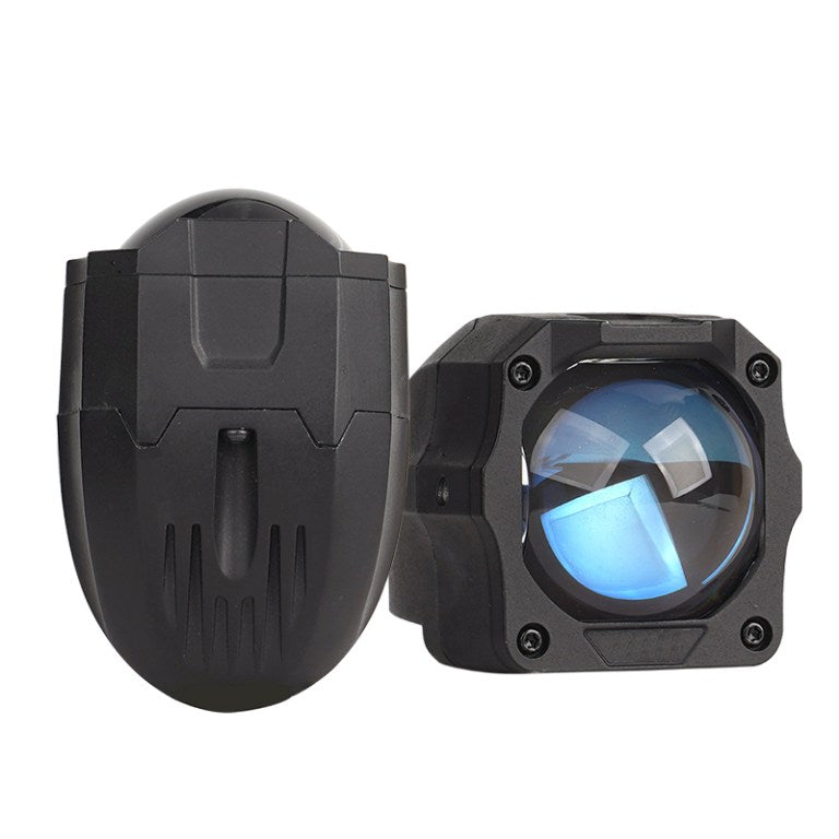 Front and side view of Warrior-2 1.5 inch Bi-LED auxiliary light pair