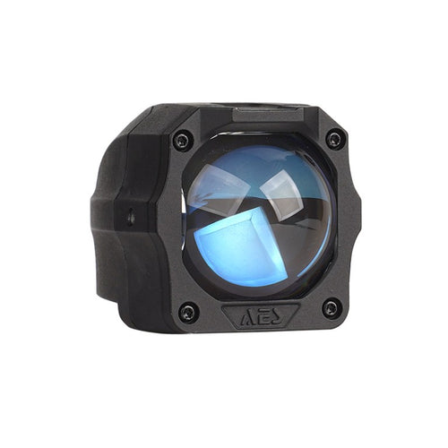 Front view of Warrior-2 1.5 inch Bi-LED auxiliary light projector blue lens