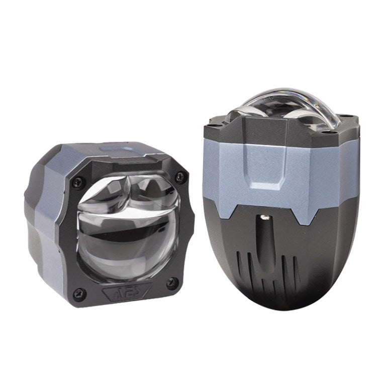Front and side view of Warrior-2 1.5 inch Double Laser Bi-LED auxiliary light pair