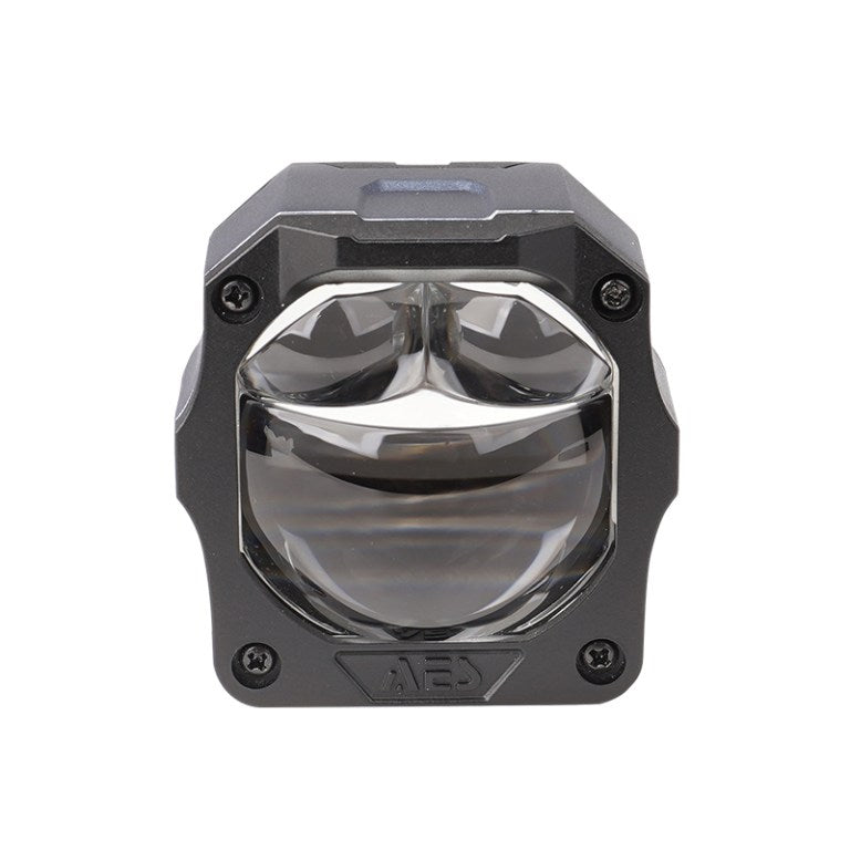 Front view of Warrior-2 1.5 inch Double Laser Bi-LED auxiliary light lens