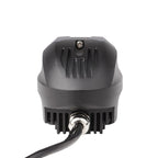 Rear view of Warrior-2 1.5 inch Bi-LED auxiliary light showing heatsink and wiring connector
